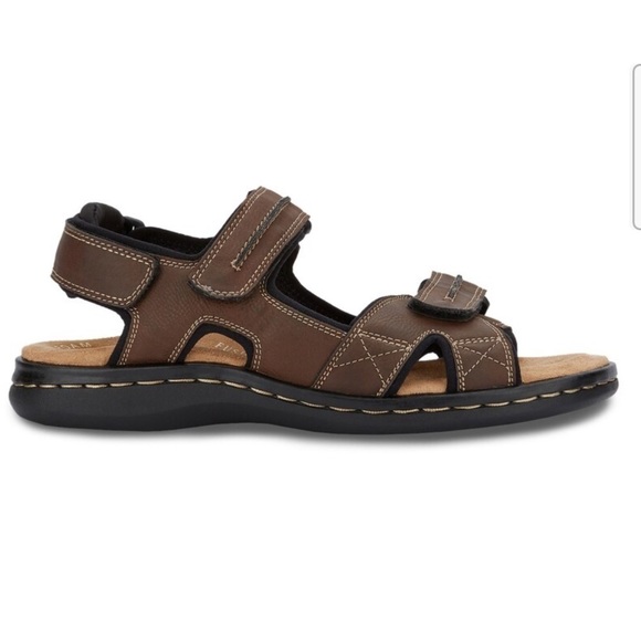 Dockers Men’s Brown Leather Cushioned Footbed Adjustable Straps Sandals Size 12 - Picture 14 of 16
